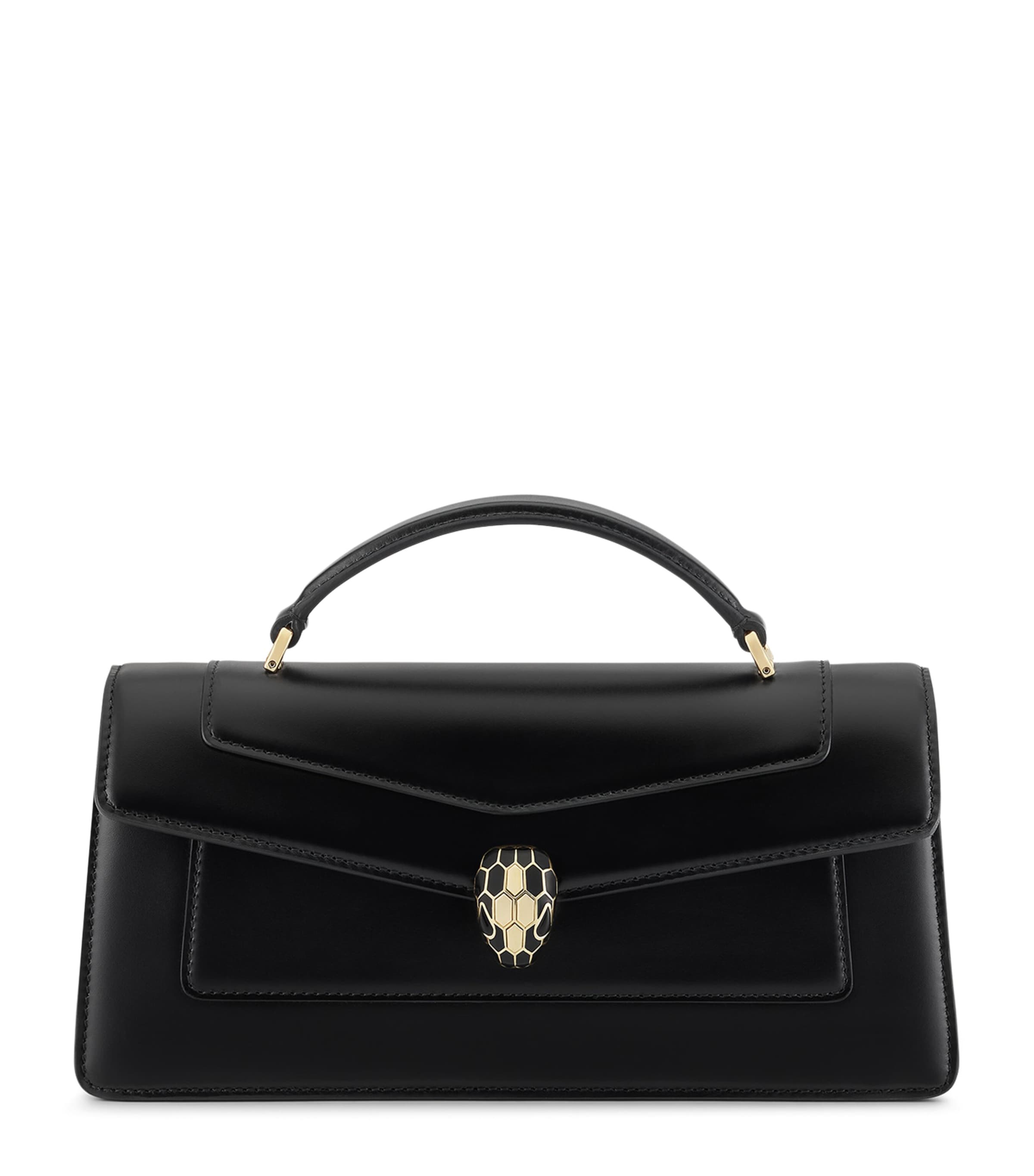 Bvlgari Leather Serpenti Forever Top-Handle Bag Black