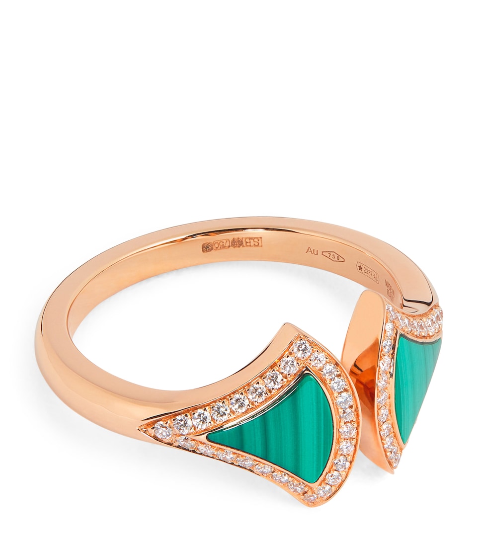 Bvlgari Rose Gold, Diamond and Malachite Divas' Dream Ring Pink Gold