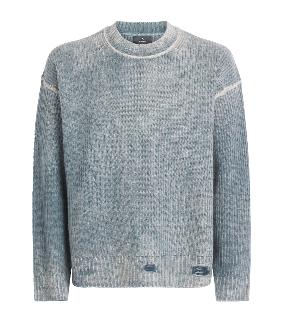 Represent Mens Wool Reversible Fade Out Sweater Petrol