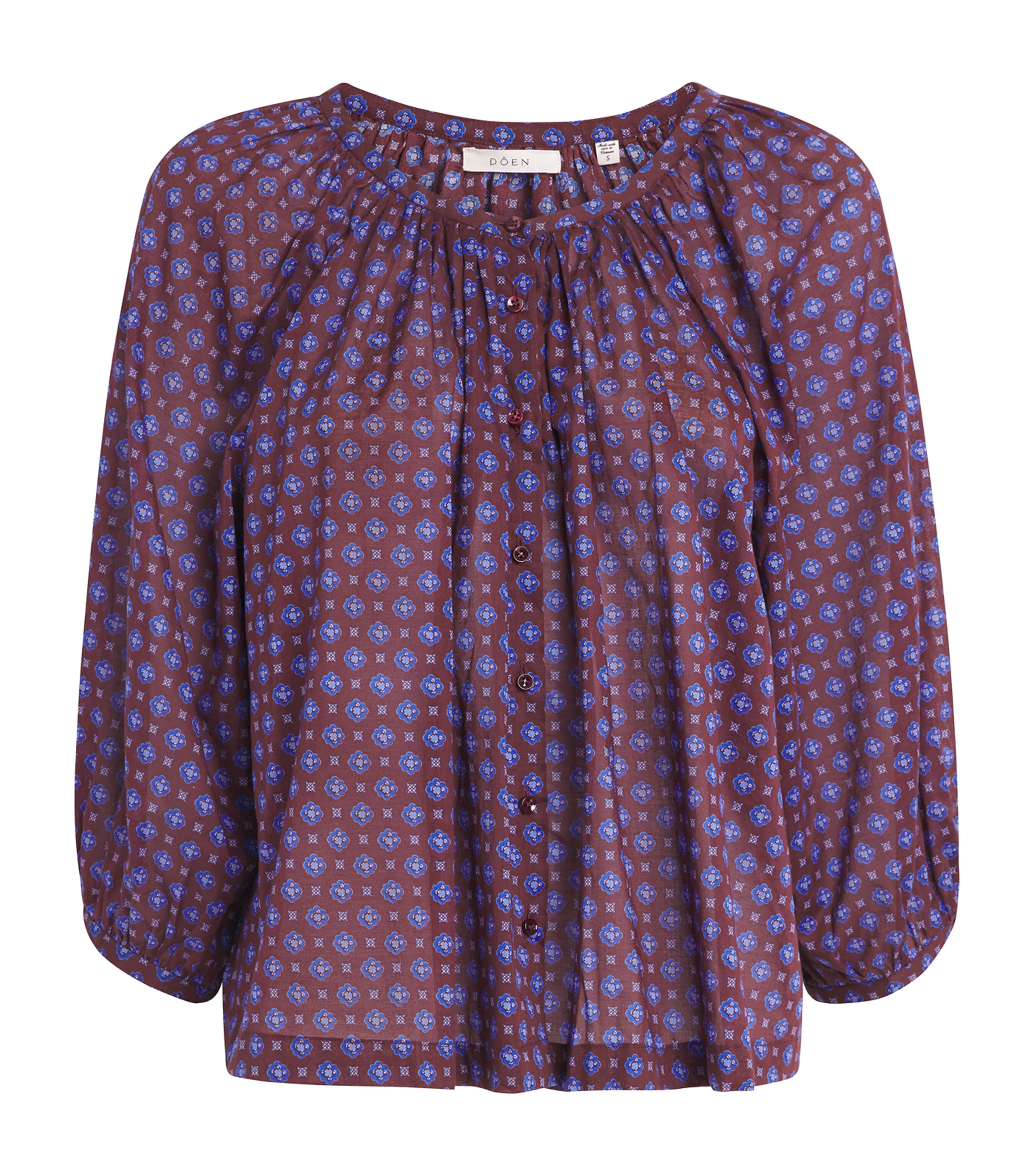 DÔEN Womens Organic Cotton Jiana Blouse Menorca Foulard