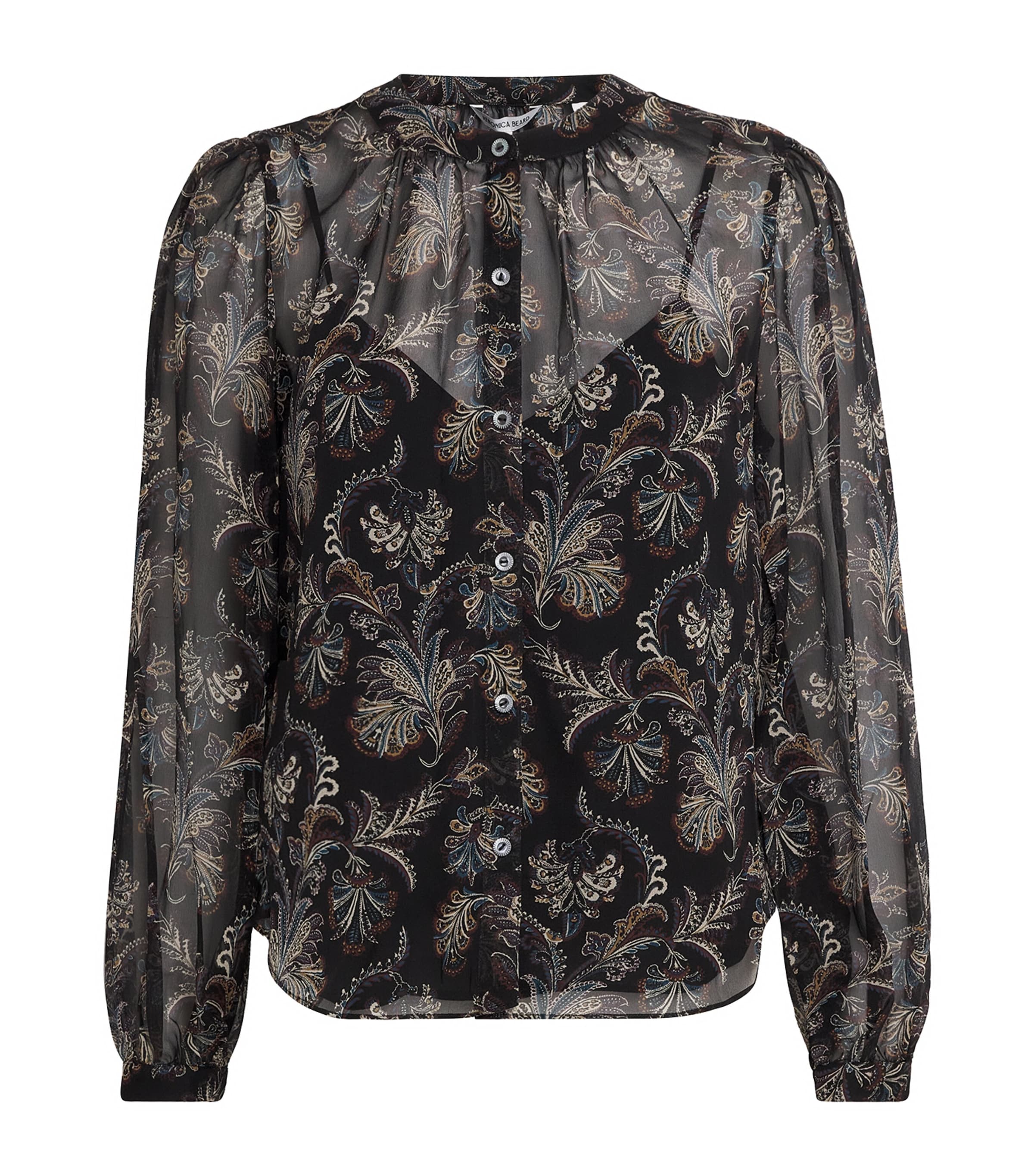 Veronica Beard Womens Silk Ashlynn Blouse Black Multi