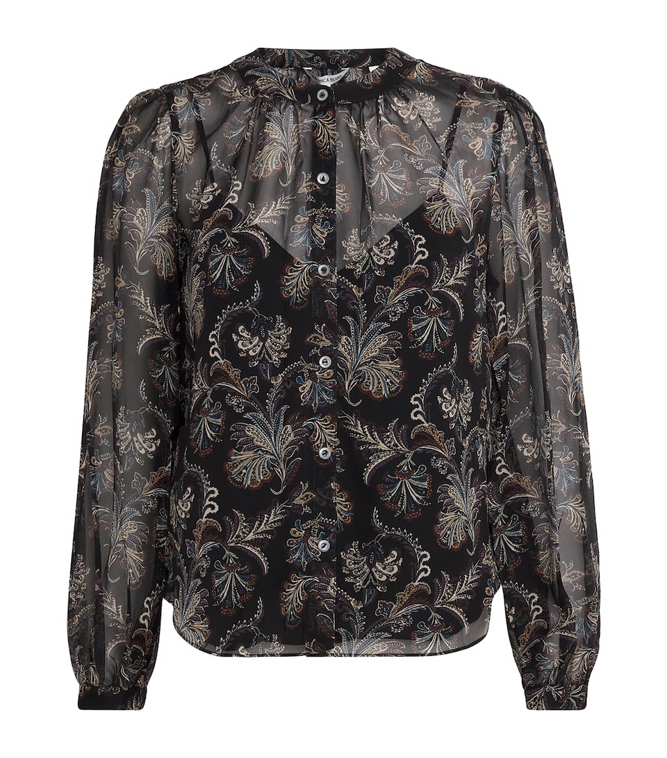 Veronica Beard Womens Silk Ashlynn Blouse Black Multi