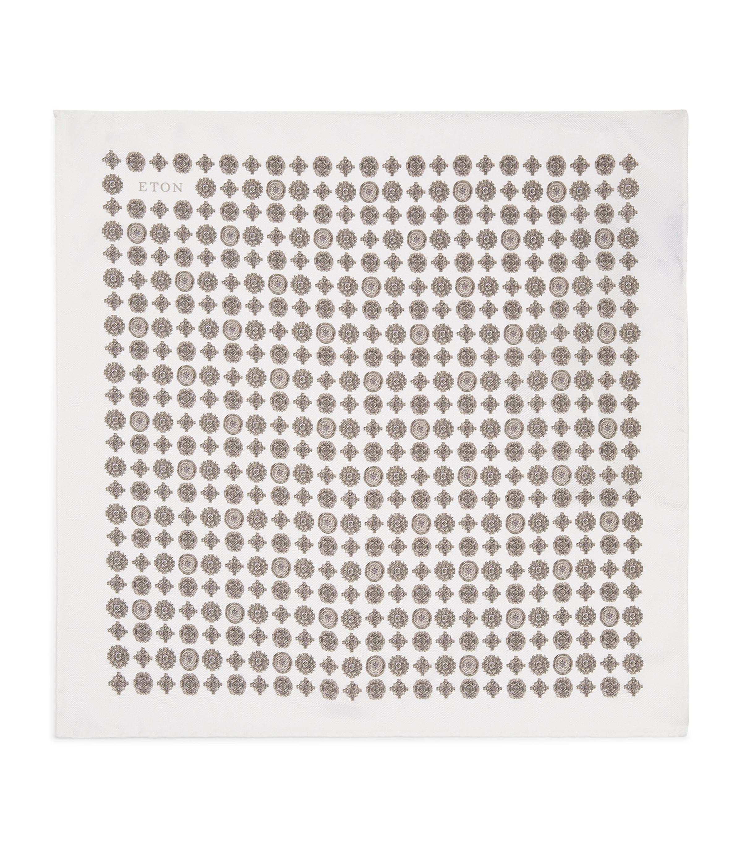 Eton Silk Medallion Pocket Square White