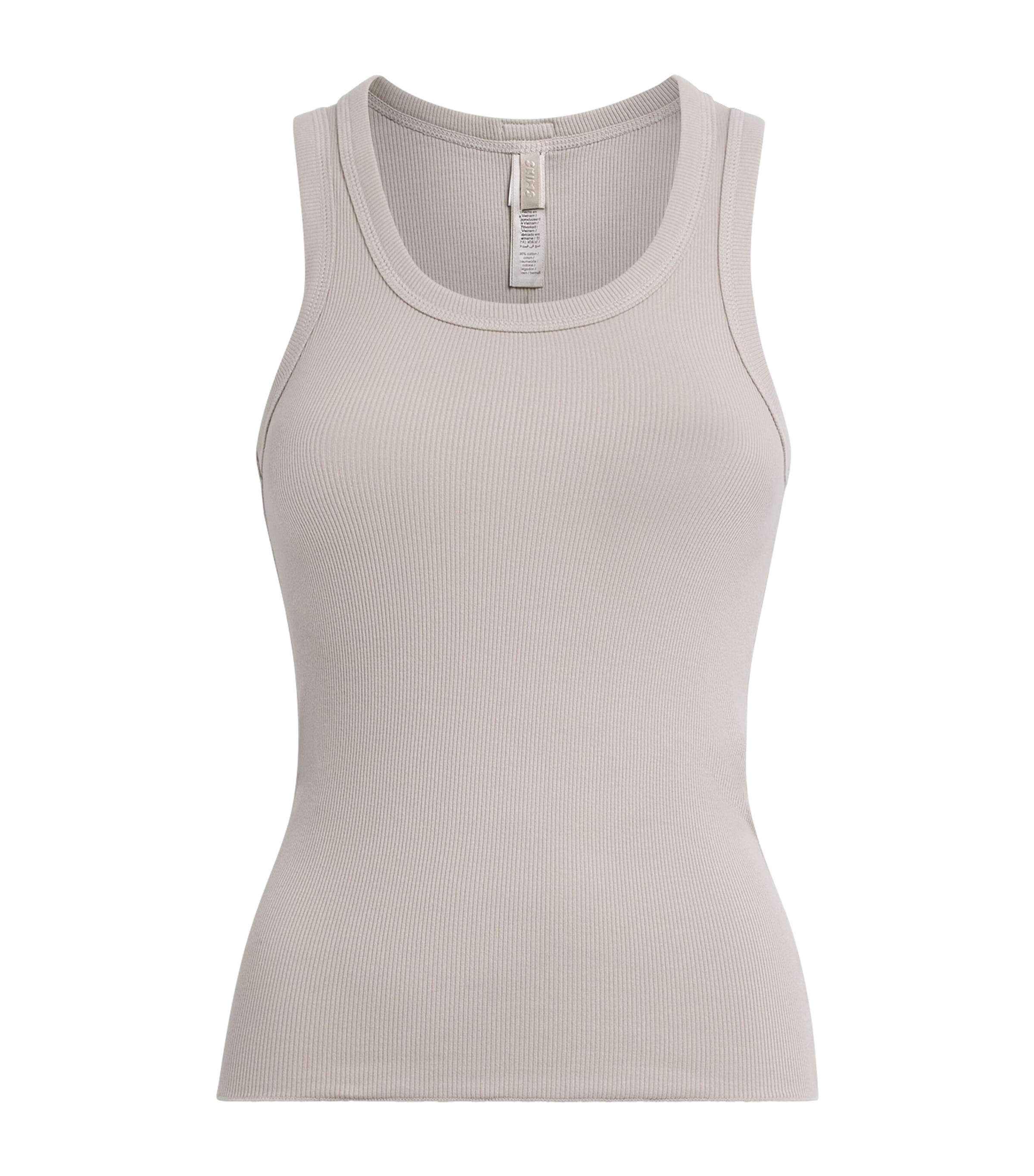 Skims Womens Stretch-Cotton Ribbed Tank Top Stone