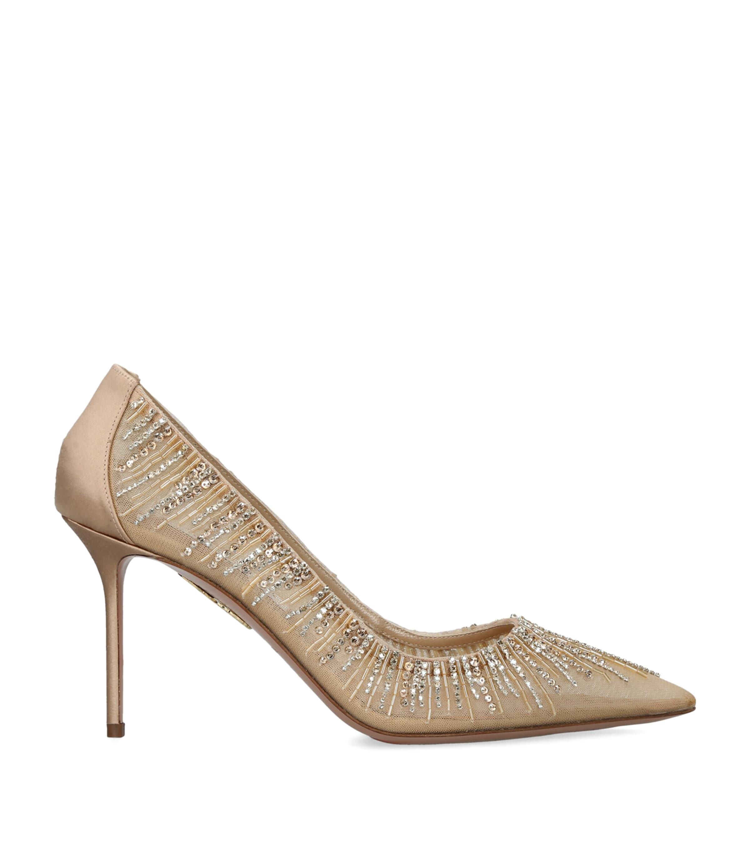 Aquazzura Embellished Soft Sky Pumps 85 Bone