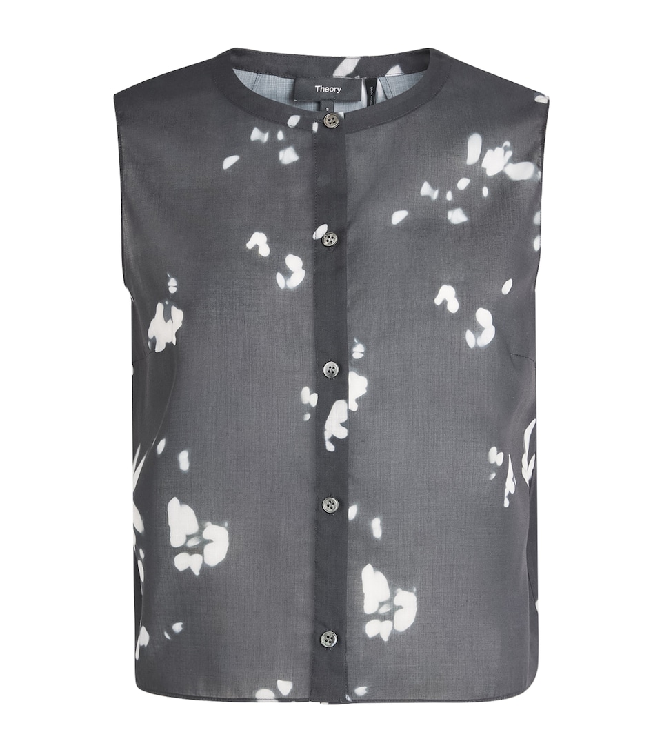 Theory Womens Shell Printed Top Black Multi