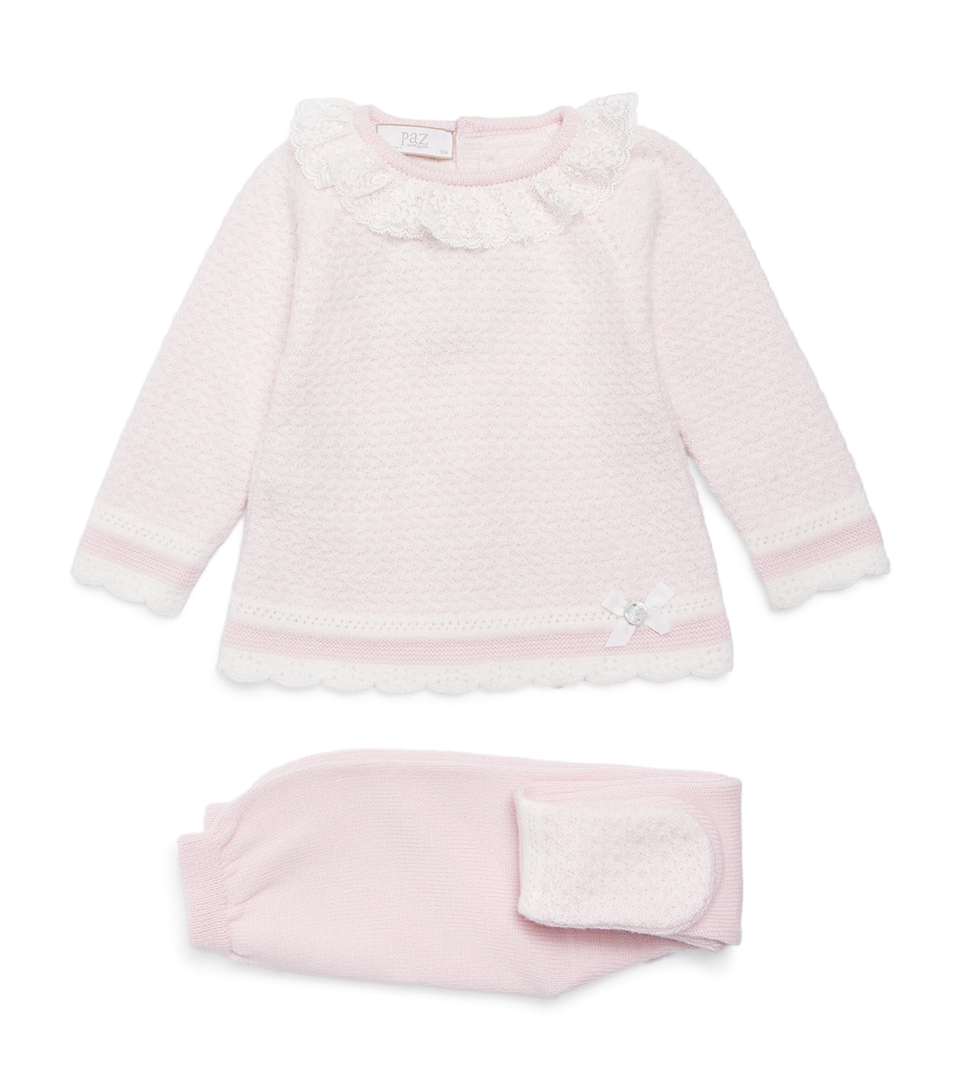 Paz Rodriguez Cotton Sweater and Leggings Set (3-12 Months) Light Pink/cream