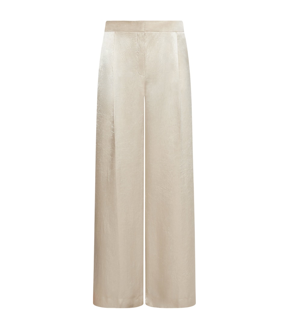 Marella Womens Satin Wide-Leg Trousers Natural