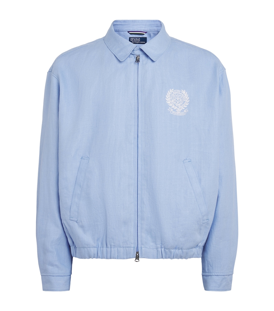 Polo Ralph Lauren Mens x Wimbledon Linen Bayport Bomber Jacket Light Blue X