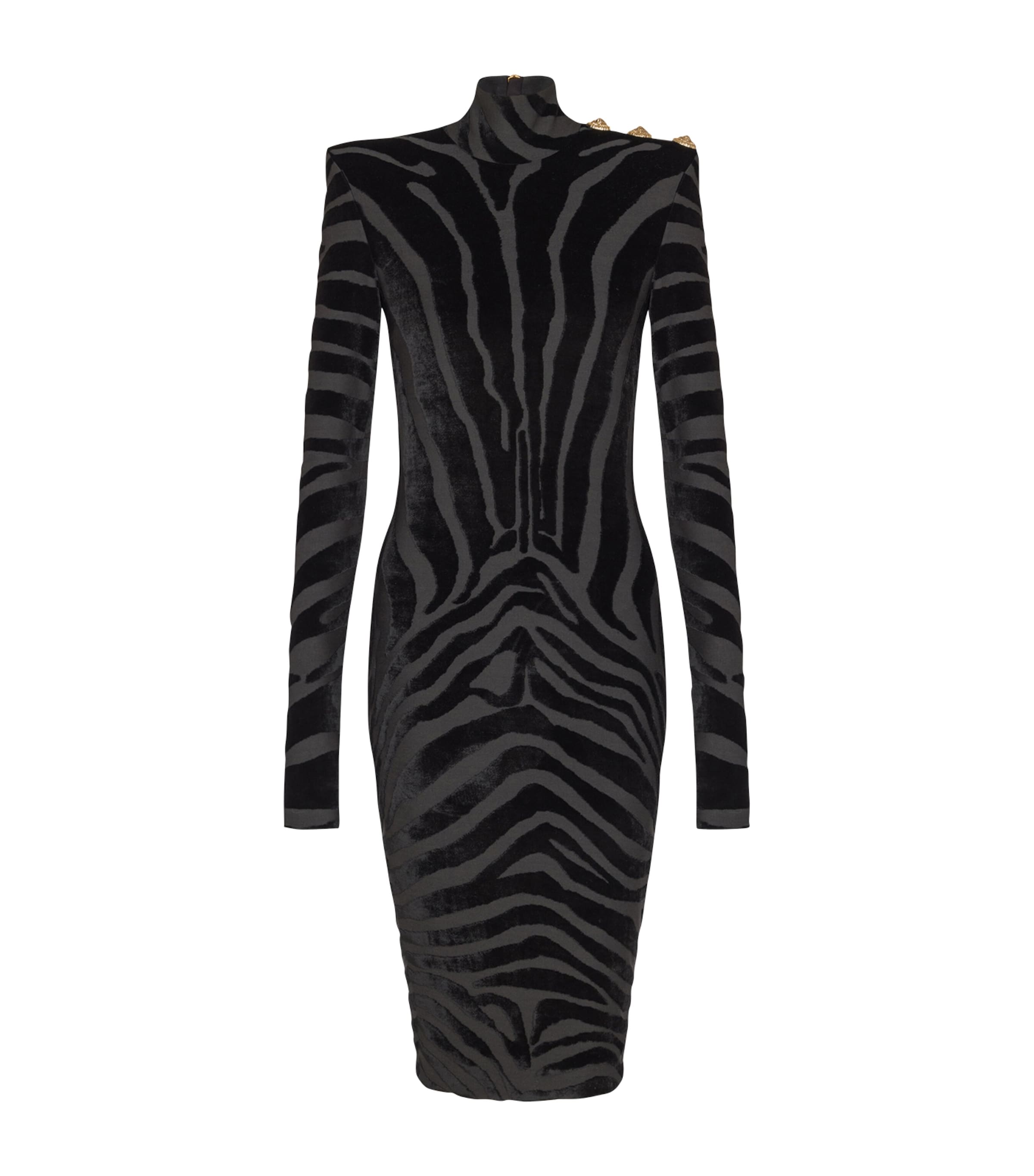 Velvet Zebra Print Mini Dress