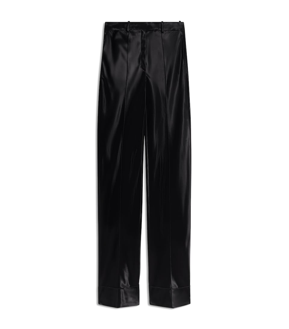 Schiaparelli Womens Satin Bias-Cut Trousers Black