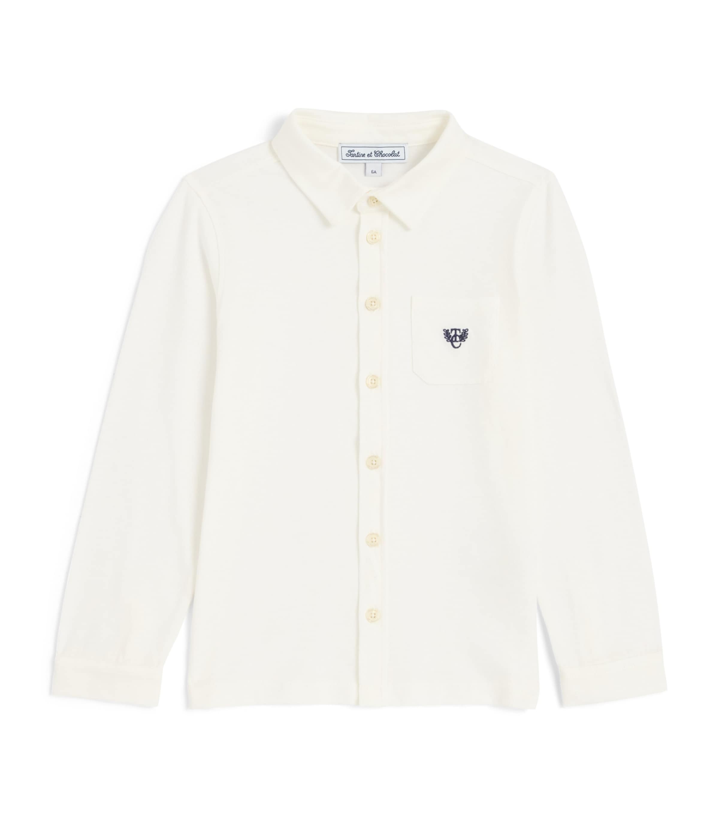 Tartine et Chocolat Cotton Logo-Embroidered Shirt (5-12 Years) Nacre