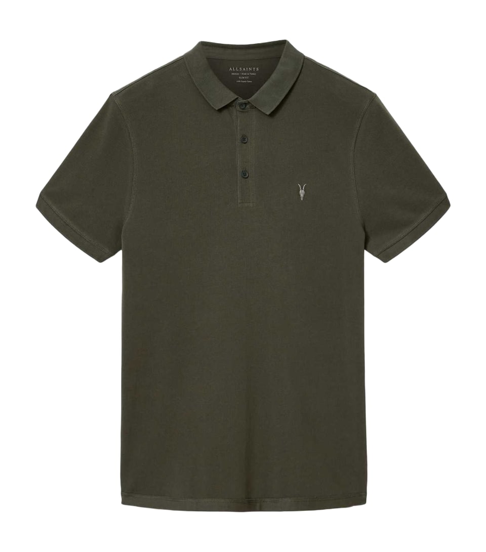 AllSaints Mens Organic Cotton Reform Polo Shirt Mangrove Green