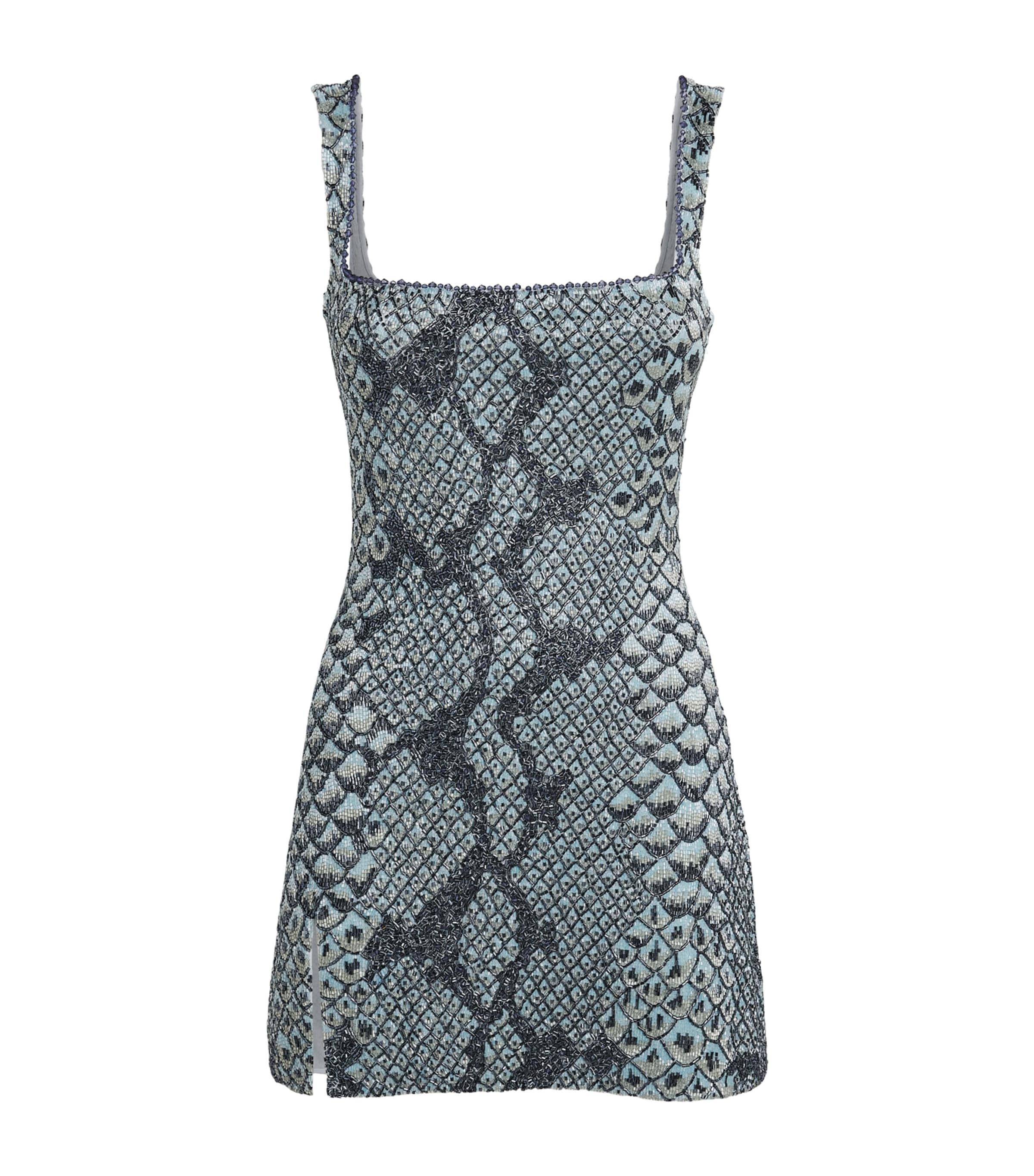 Clio Peppiatt Womens Beaded Medusa Mini Dress Blue Python