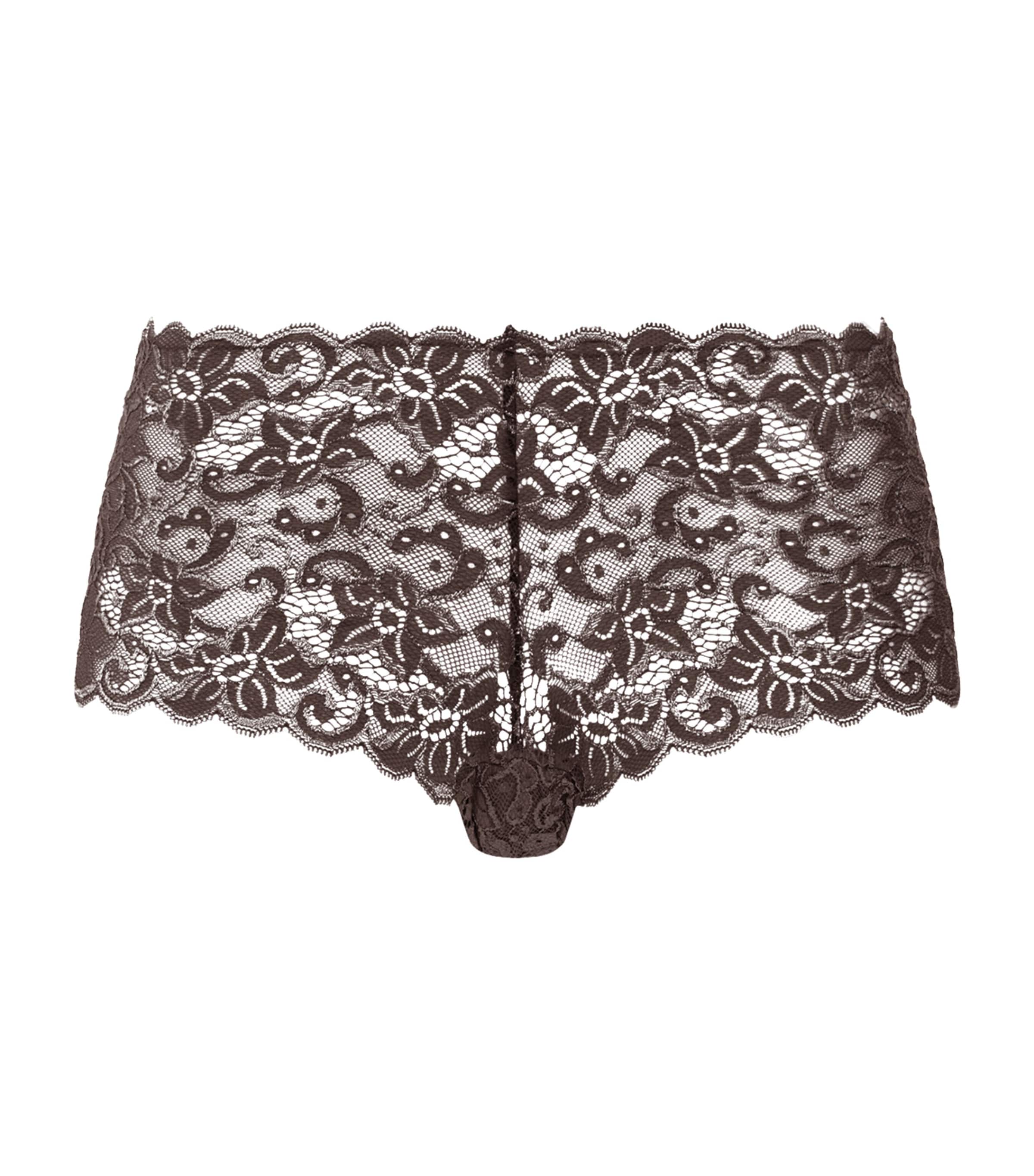 Hanro Womens Lace Moments Maxi Briefs Dark Mocha