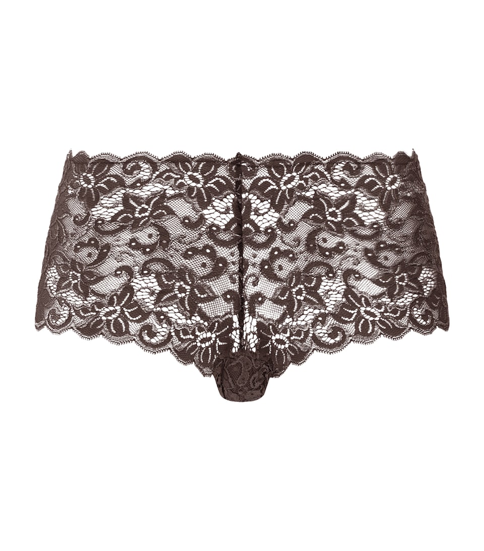 Hanro Womens Lace Moments Maxi Briefs Dark Mocha