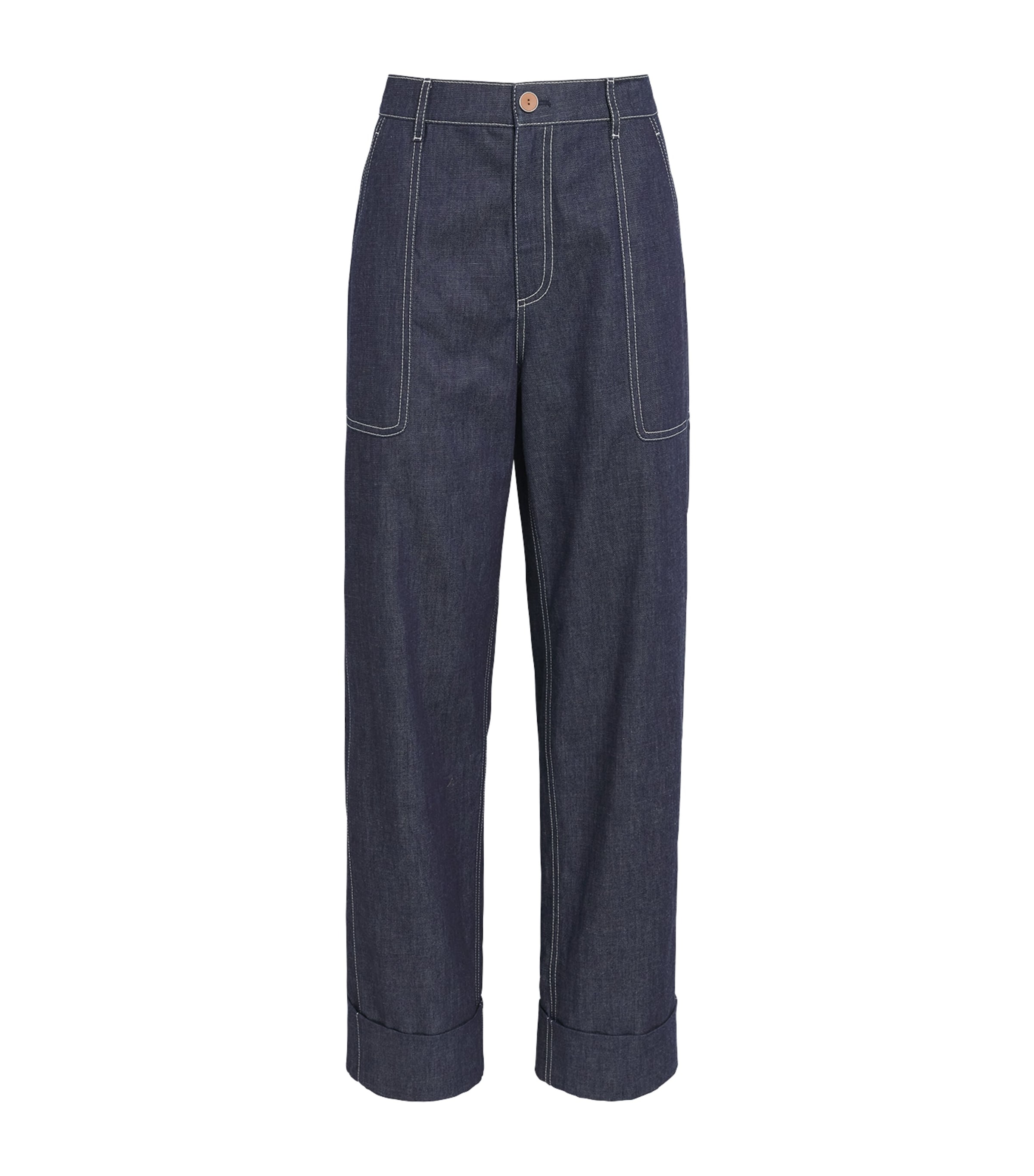 Lafayette 148 Womens Chambray Straight Trousers Shind Shipyard Indg