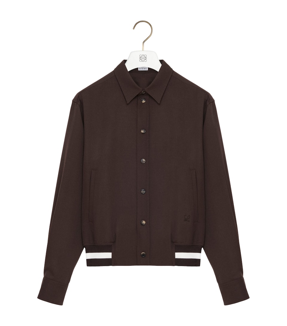 Wool-Blend Stripe-Trim Shirt Jacket