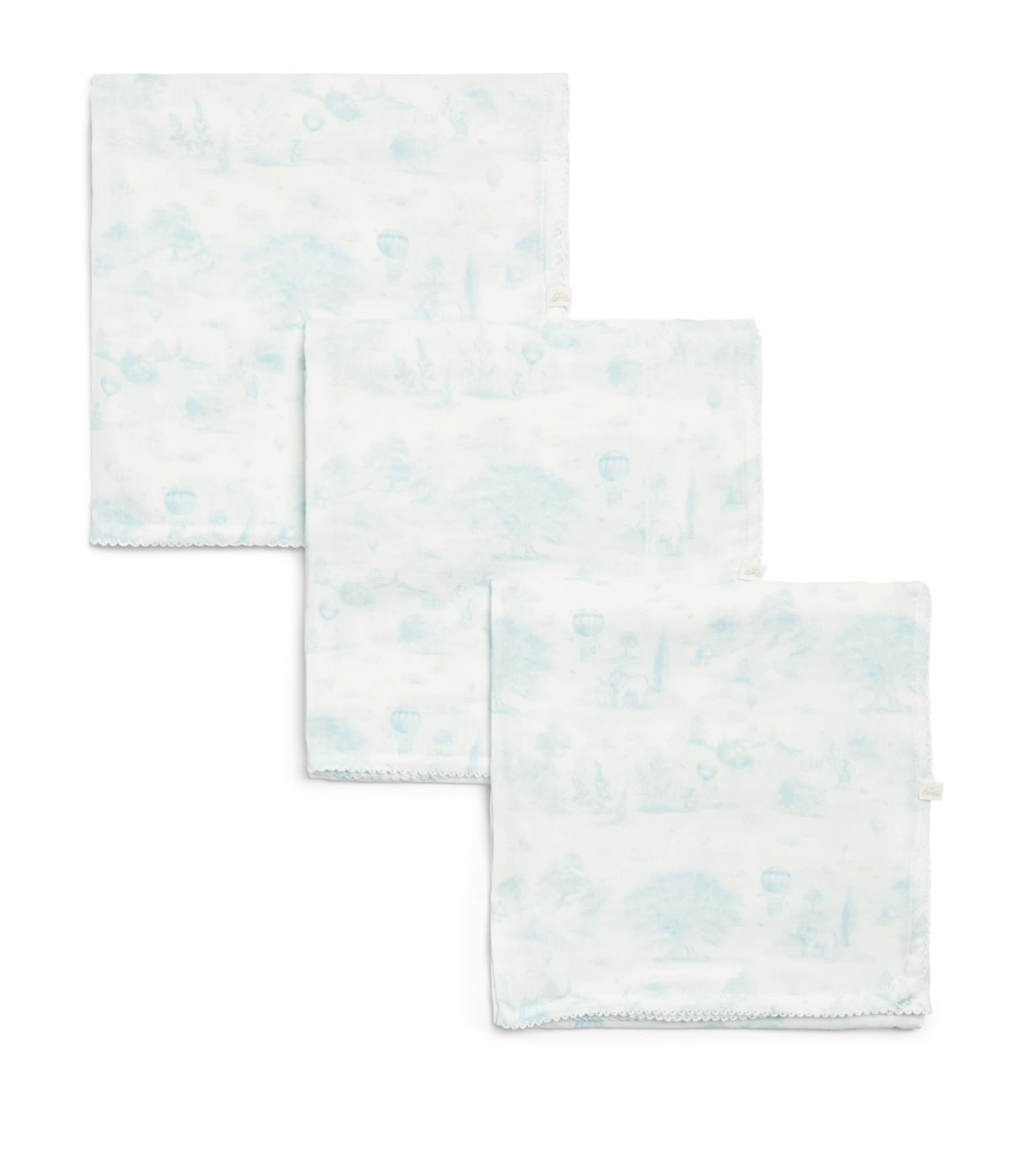 Marie-Chantal Cotton Toile de Jouy Muslin Cloths (Set of 3) Mc Blue