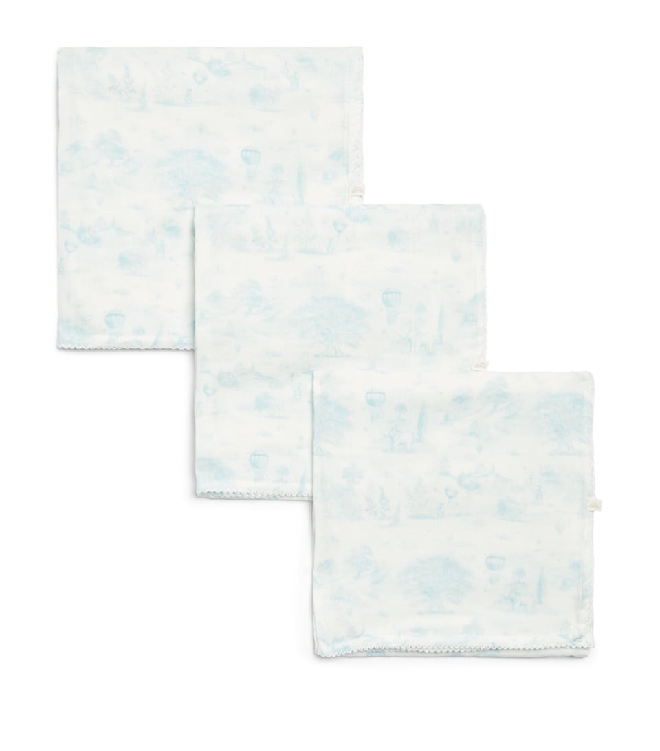 Marie-Chantal Cotton Toile de Jouy Muslin Cloths (Set of 3) Mc Blue