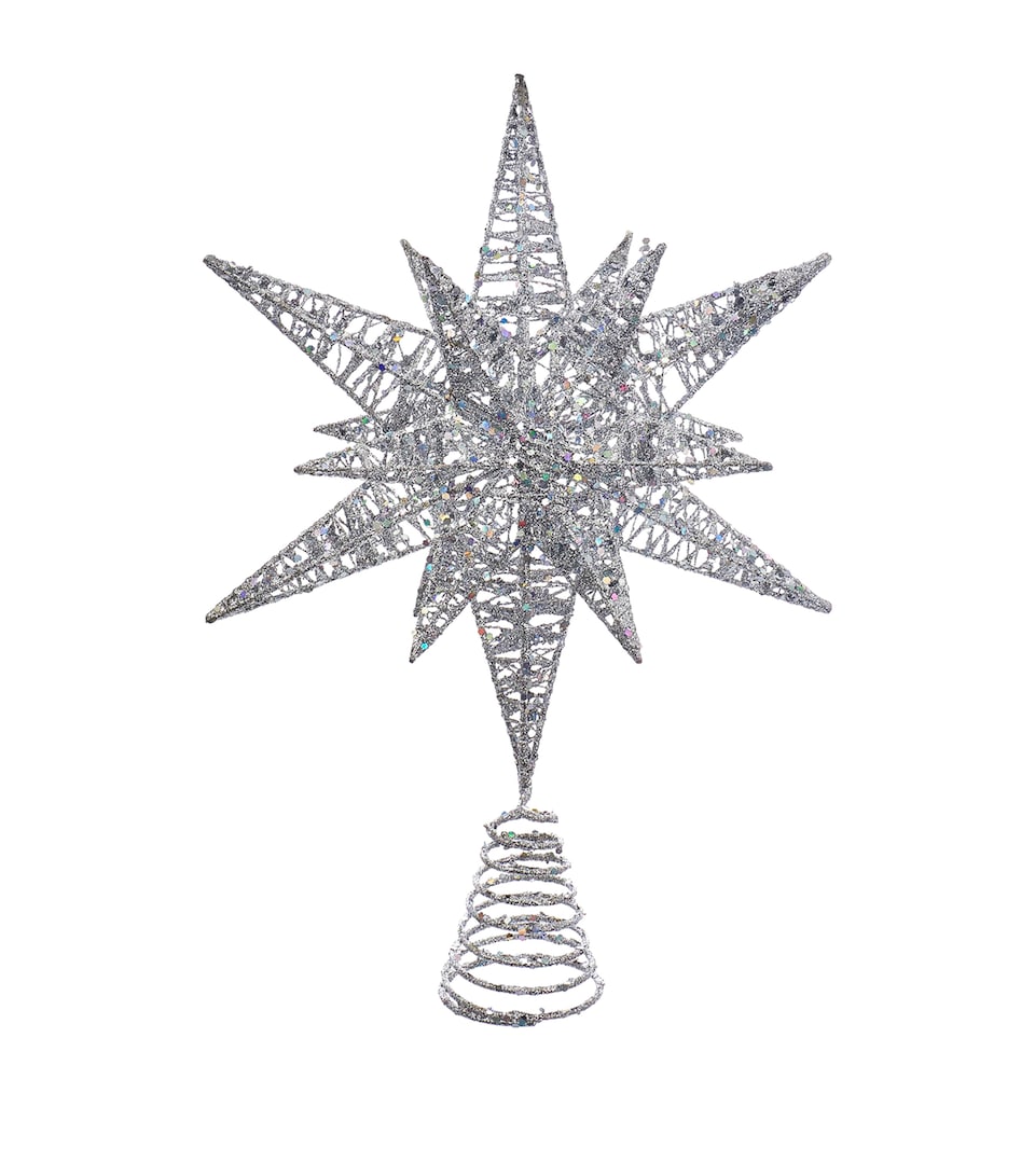 Kurt.S.Adler Glitter Star Tree Topper Silver