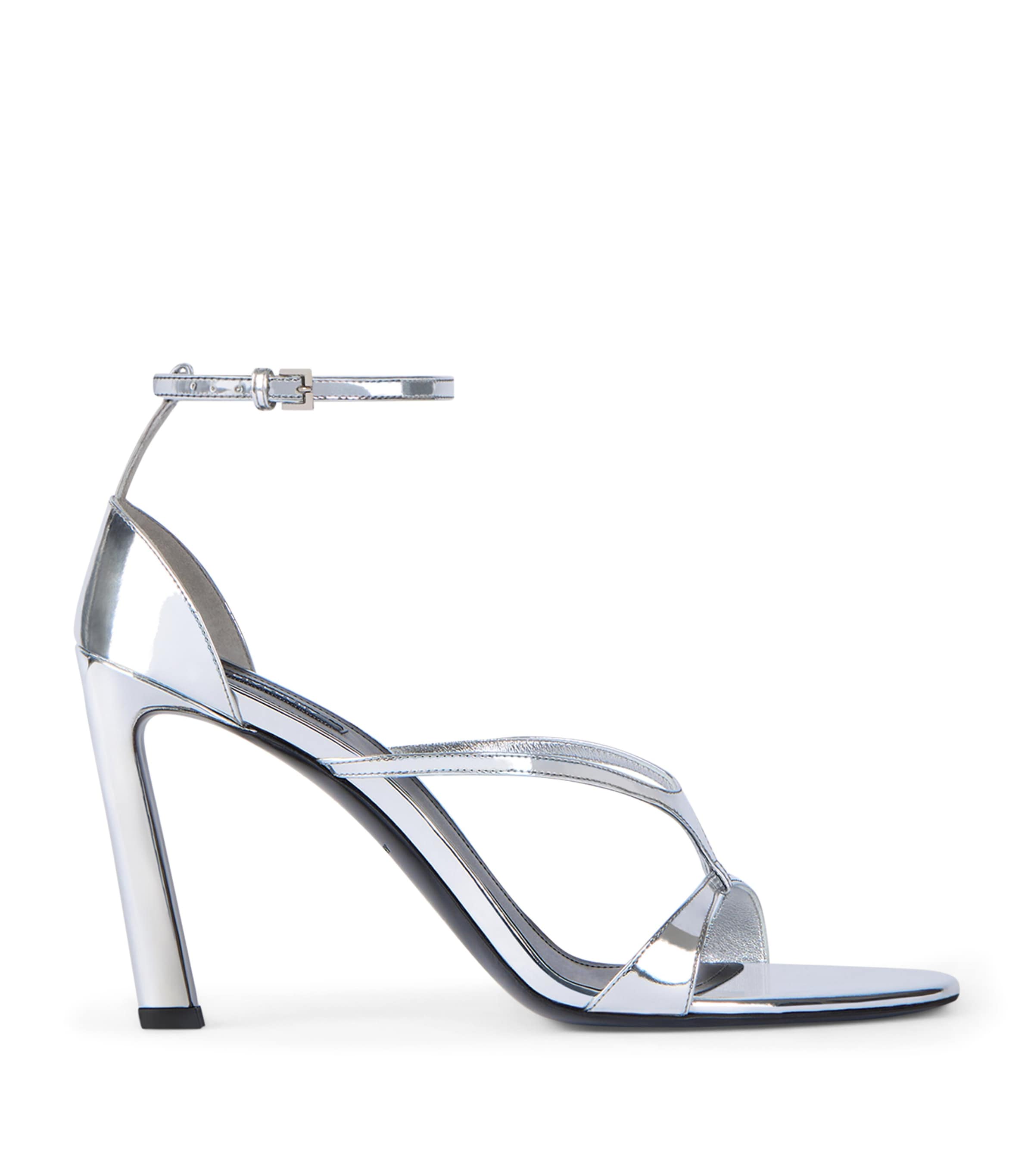 Leather Metallic Heeled Sandals 95