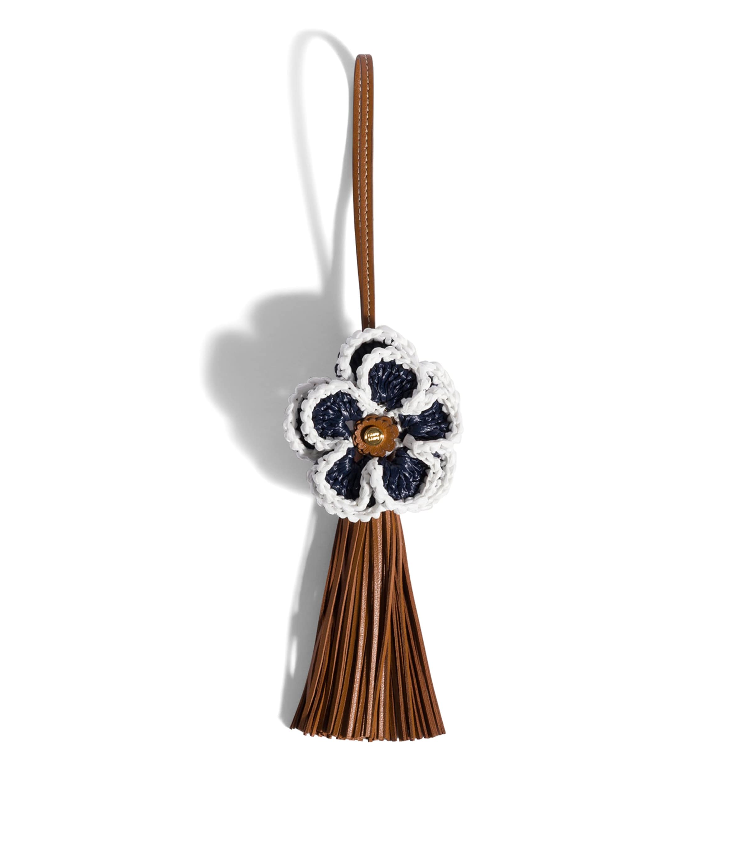 Miu Miu Lambskin Woven Flower Charm Brown
