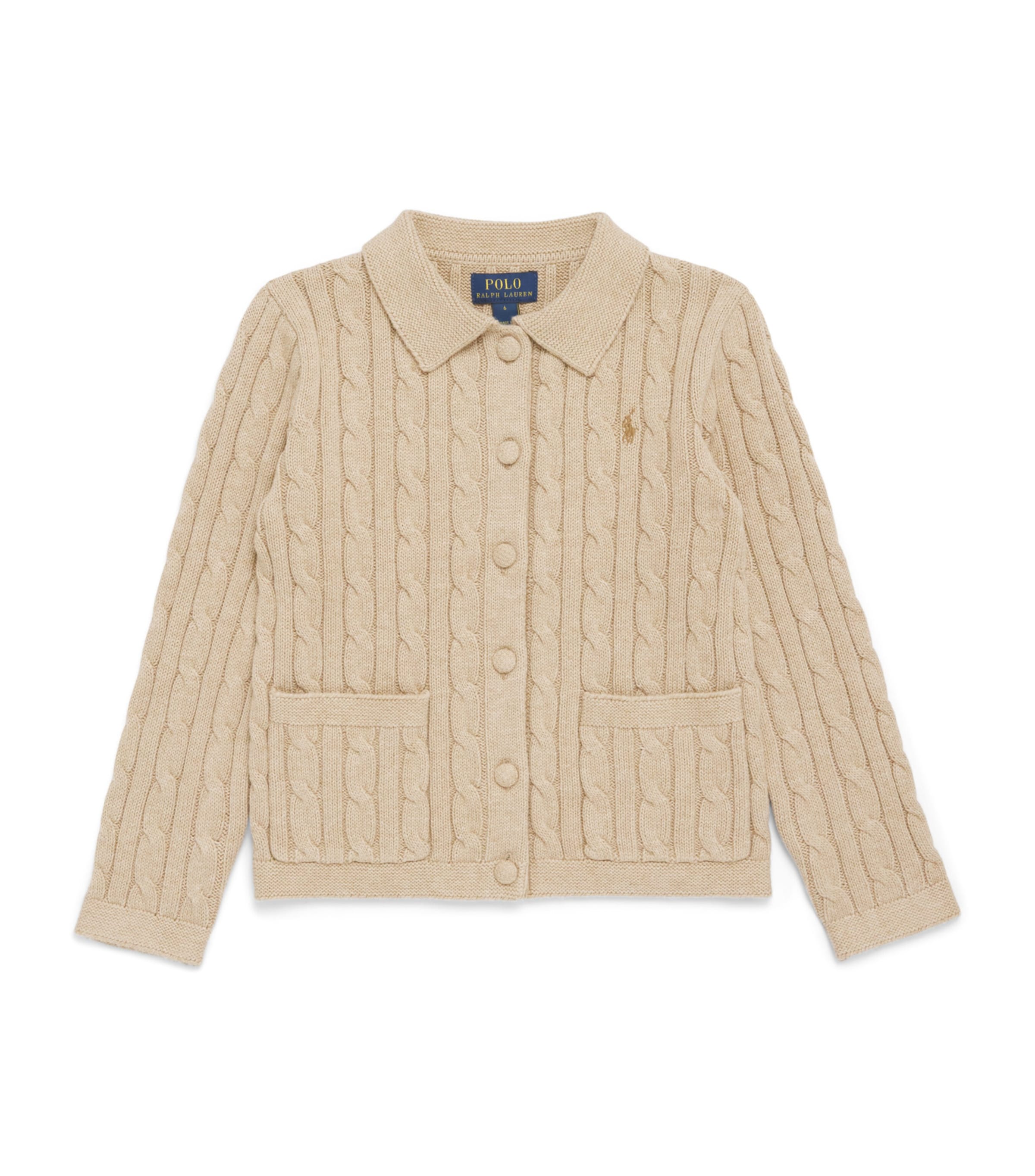 Ralph Lauren Kids Cotton Cable-Knit Cardigan (7-14 Years) Tan Heather