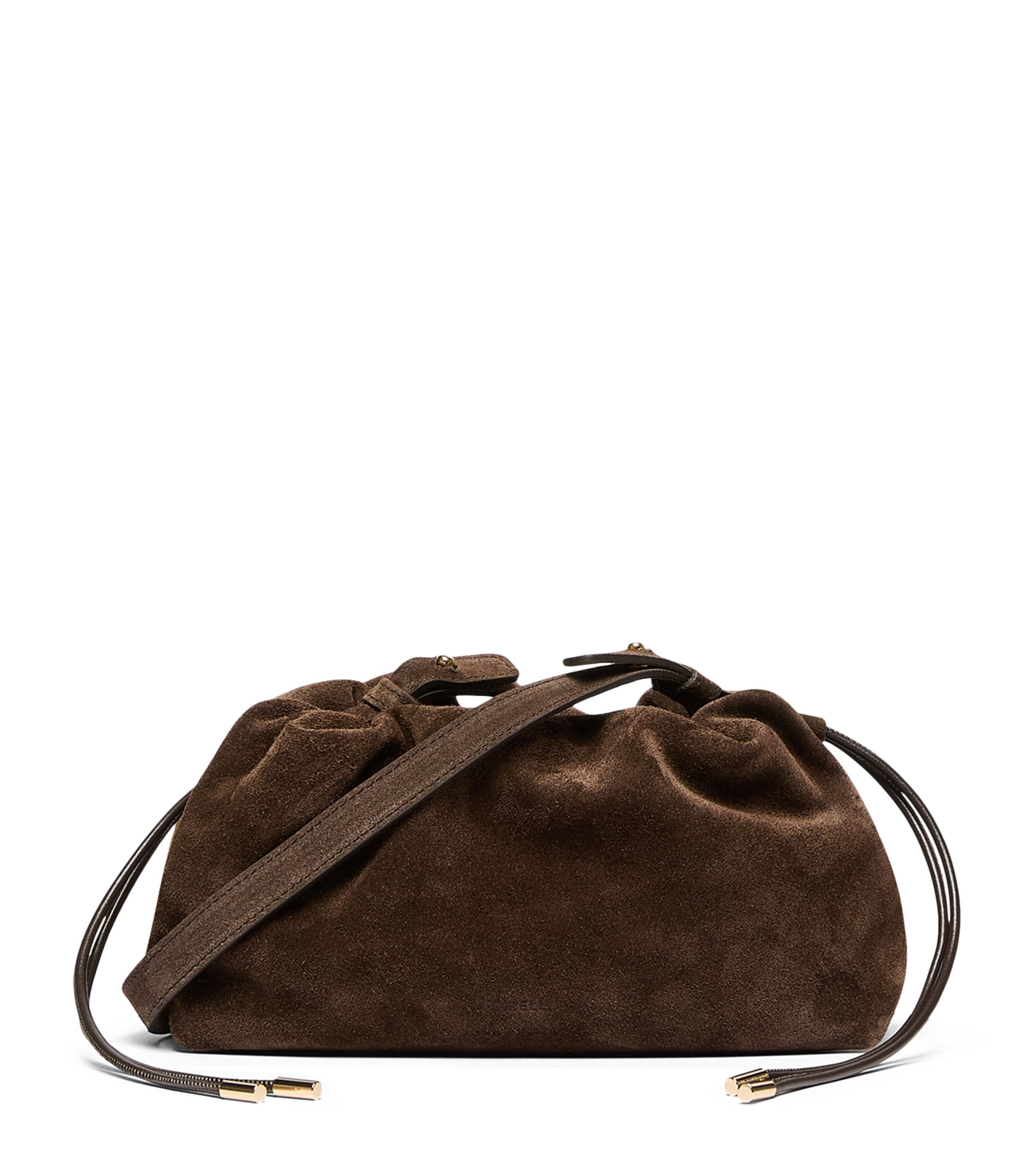 Marella Suede Clutch Bag Dark Brown