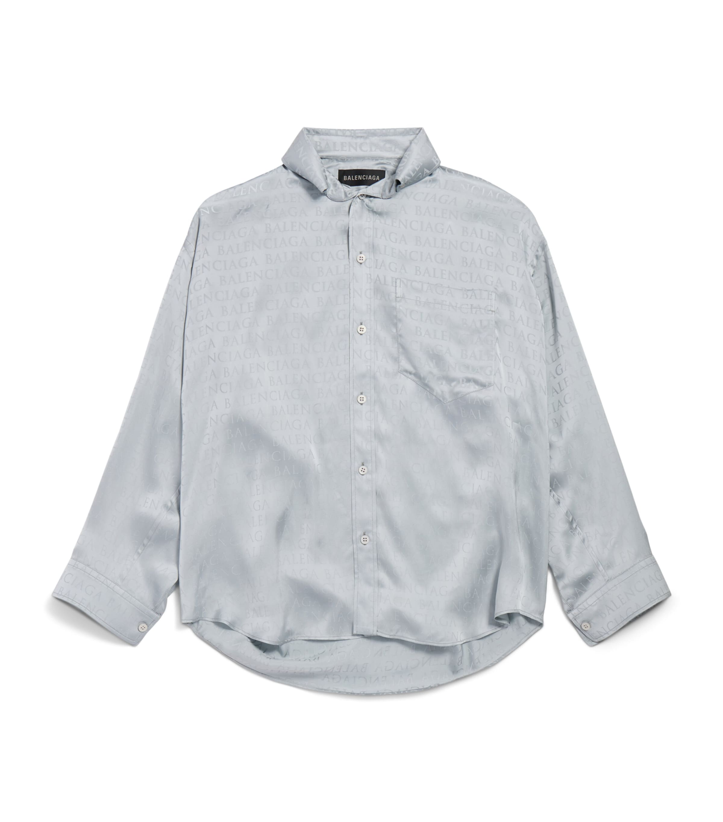 Balenciaga Womens Satin Jacquard Cocoon Shirt