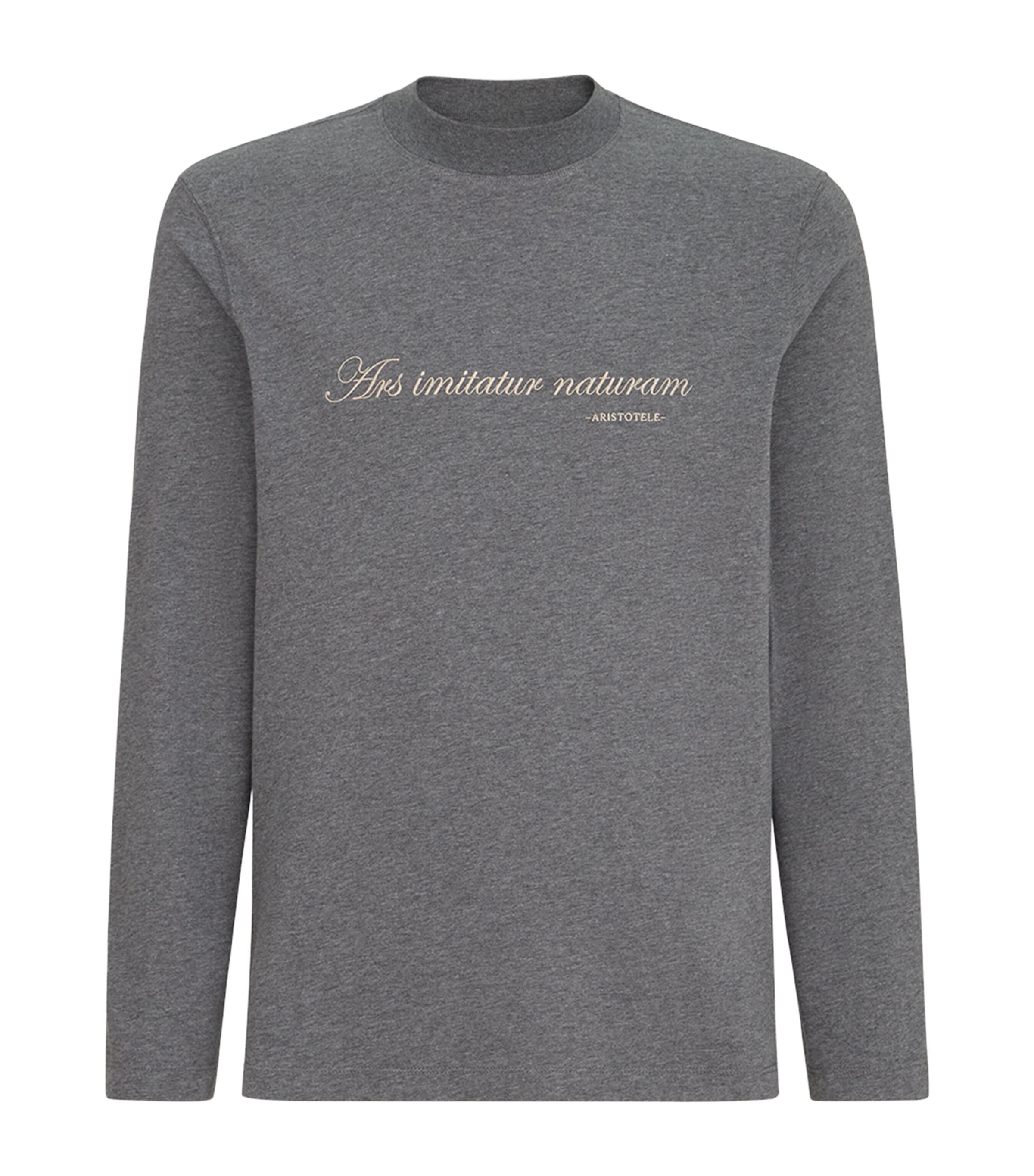 Brunello Cucinelli Mens Cotton Aristotle Long-Sleeve T-Shirt Piombo