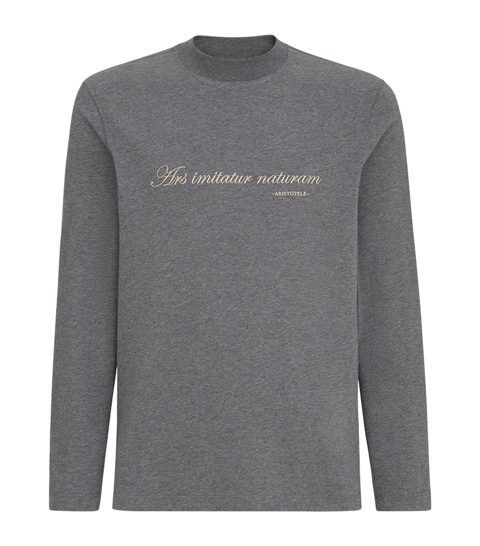 Brunello Cucinelli Mens Cotton Aristotle Long-Sleeve T-Shirt Piombo
