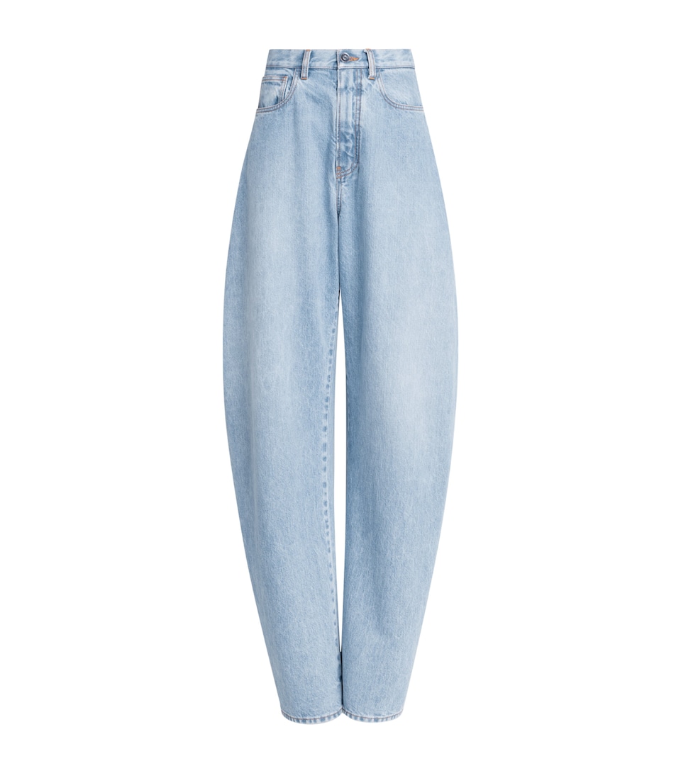 Alaïa Womens Round Wide-Leg Jeans Cloudy Blue