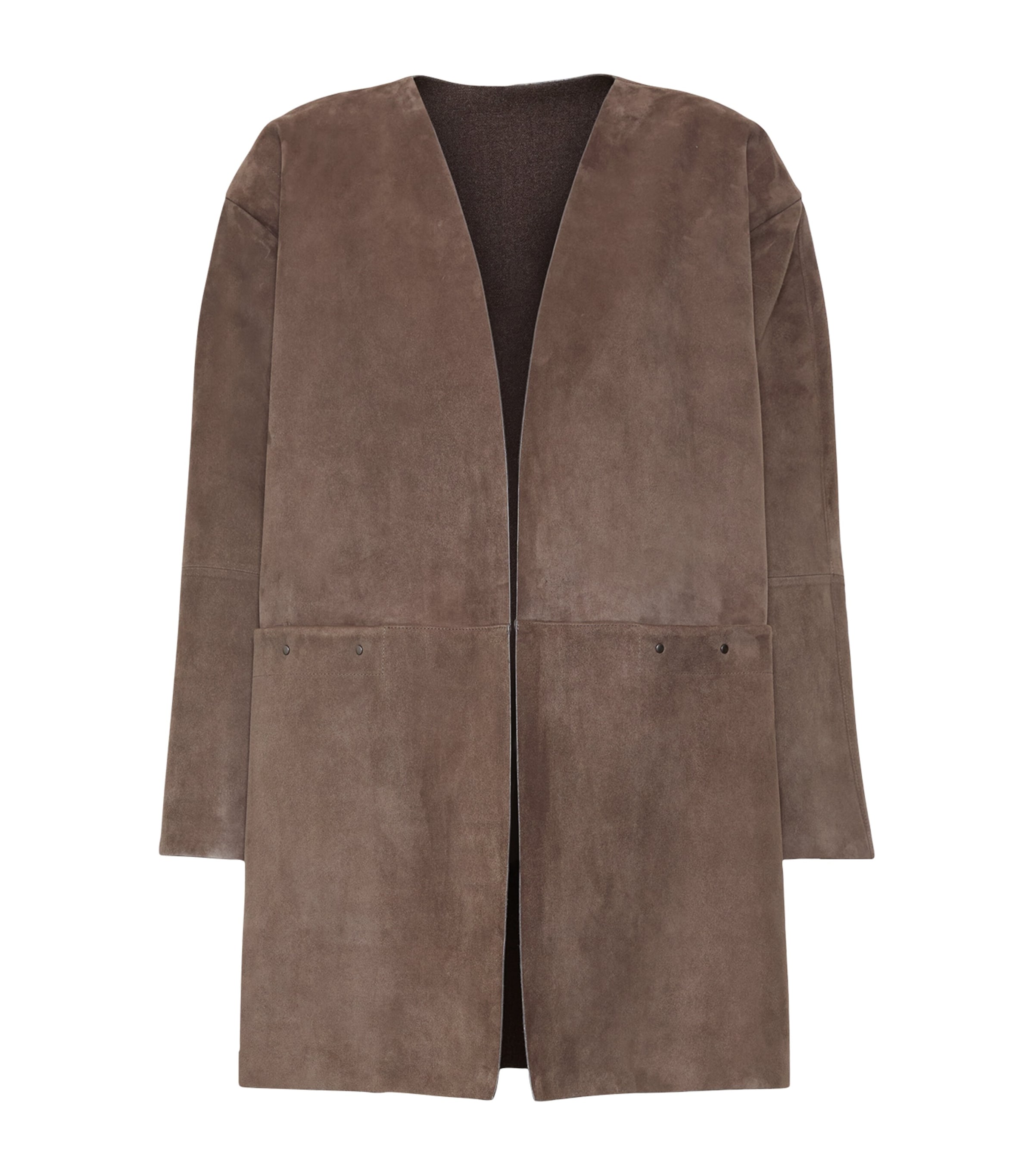 Max Mara Womens Goat Suede Coat Mud