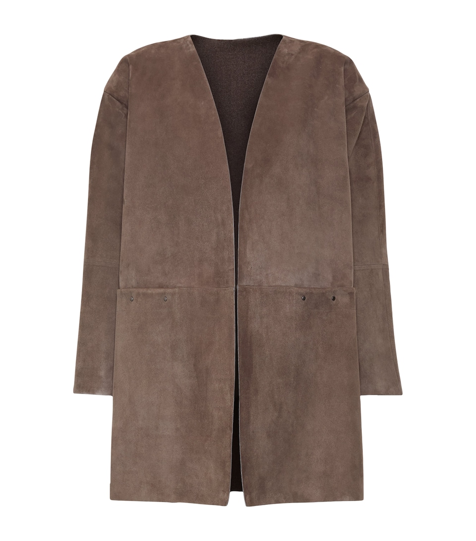 Max Mara Womens Goat Suede Coat Mud
