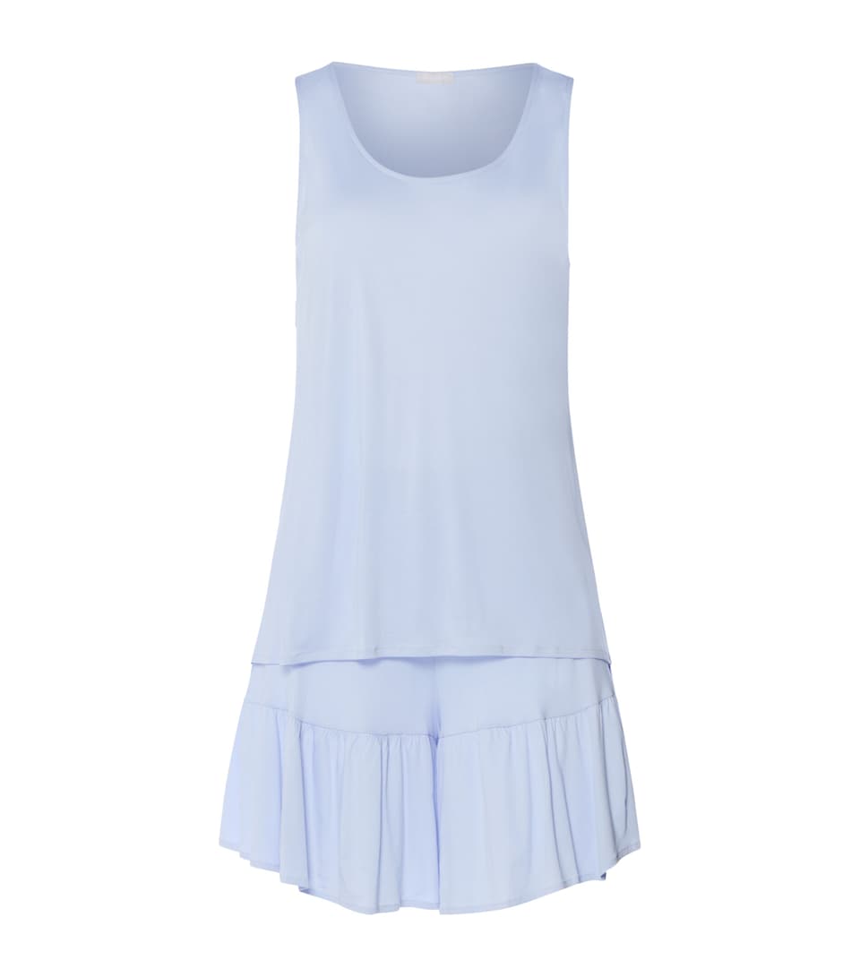 Hanro Womens Modal Isabella Short Pyjama Set Blue Dove