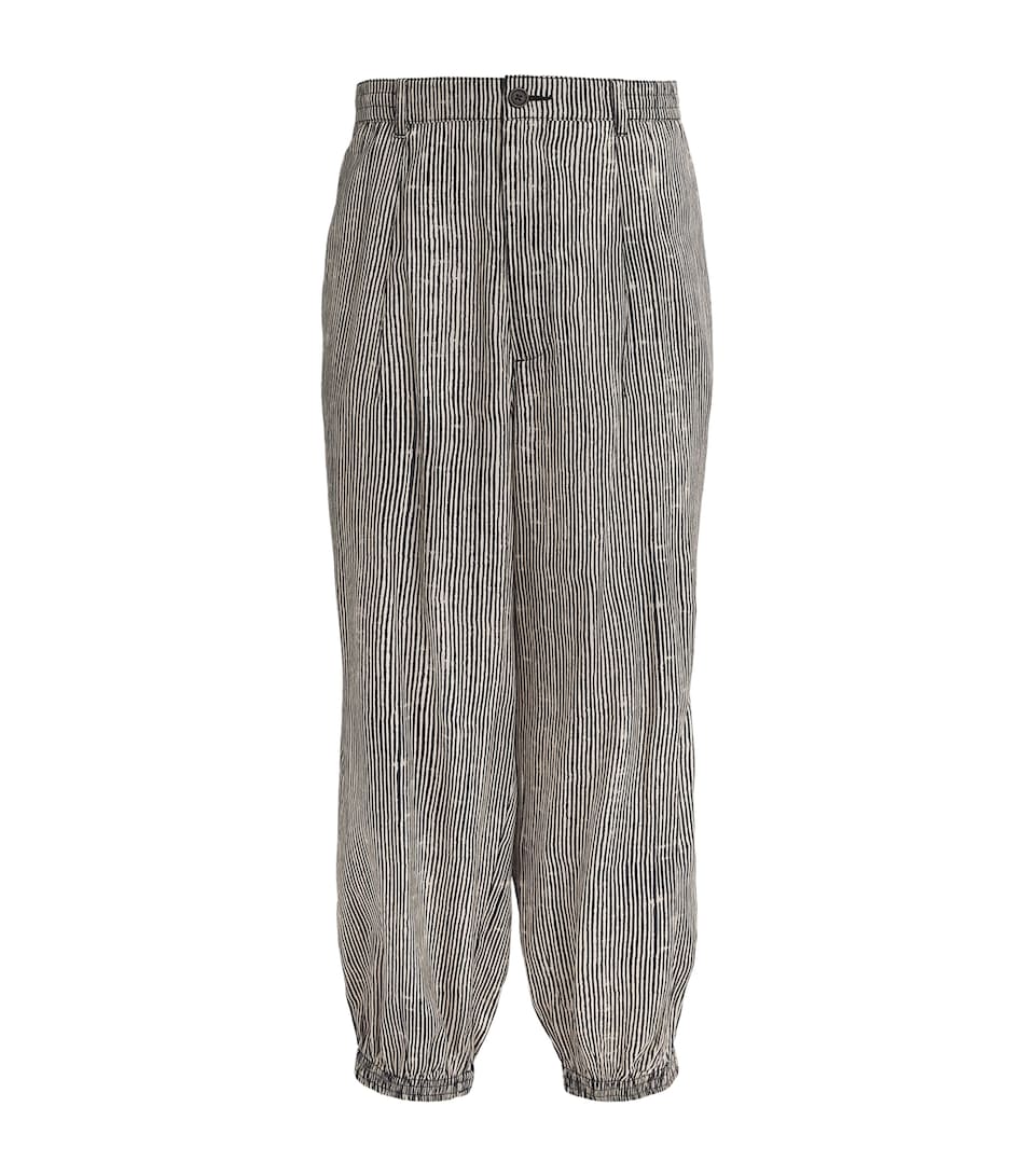 Lyocell-Blend Stripe Barrel-Leg Trousers