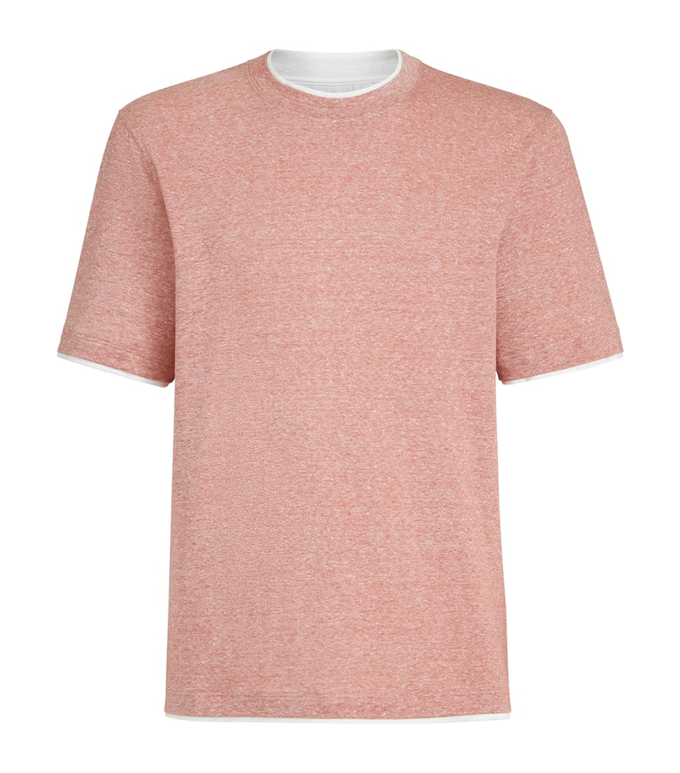 Brunello Cucinelli Mens Linen-Cotton Faux-Layered T-Shirt