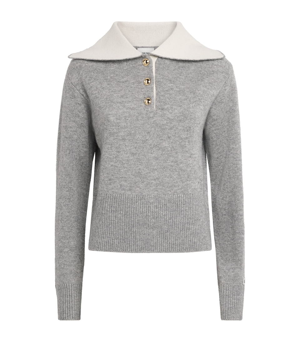 Claudie Pierlot Womens Wool Shawl-Collar Sweater Gris