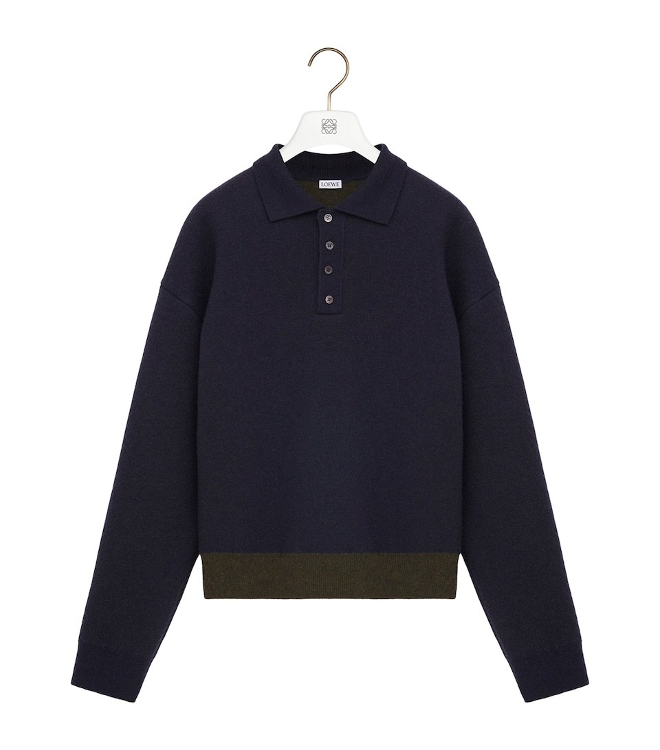 Wool-Blend Polo Sweater