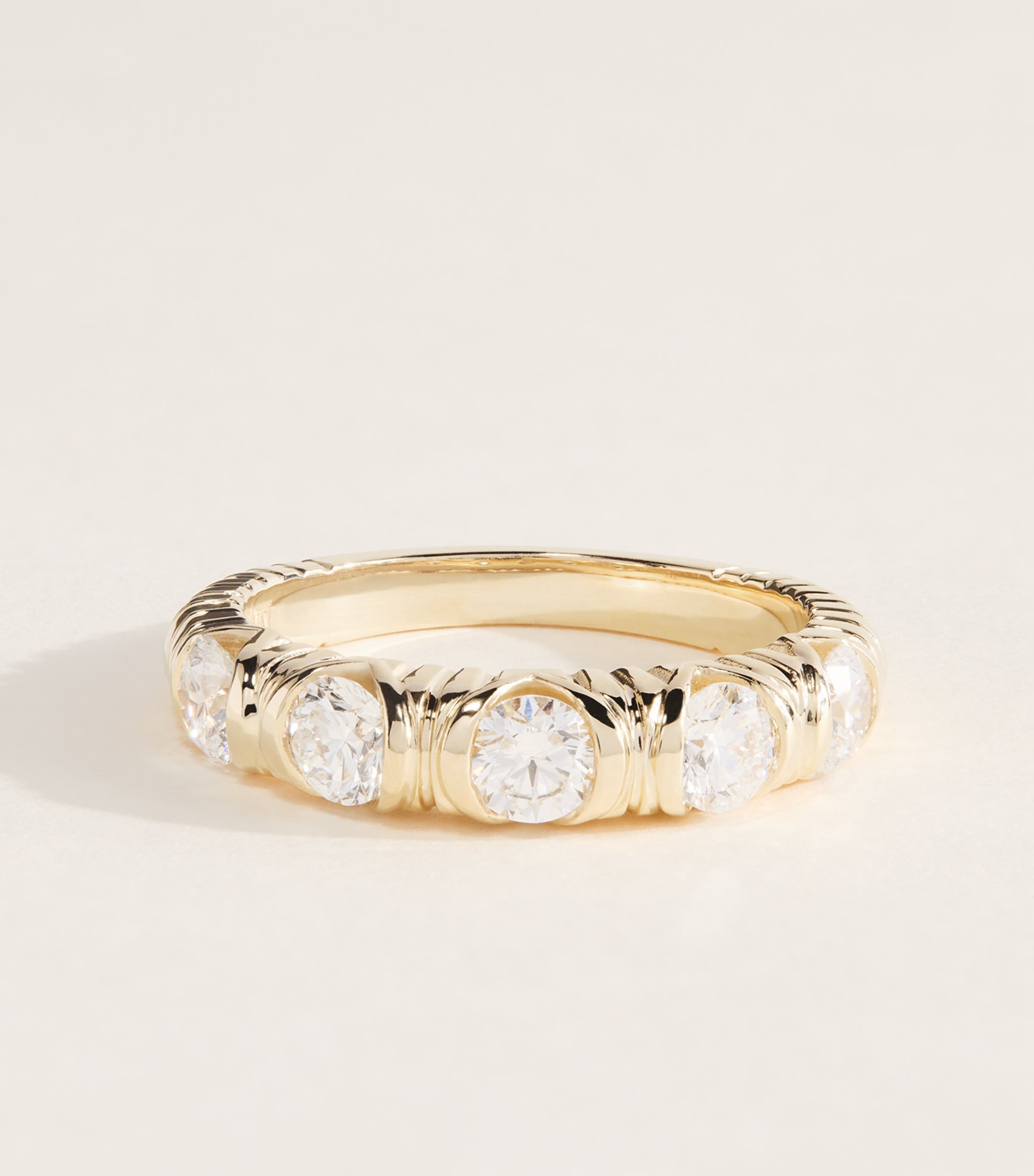 Retrouvaí Yellow Gold and Diamond Modern Love Ring Yellow Gold