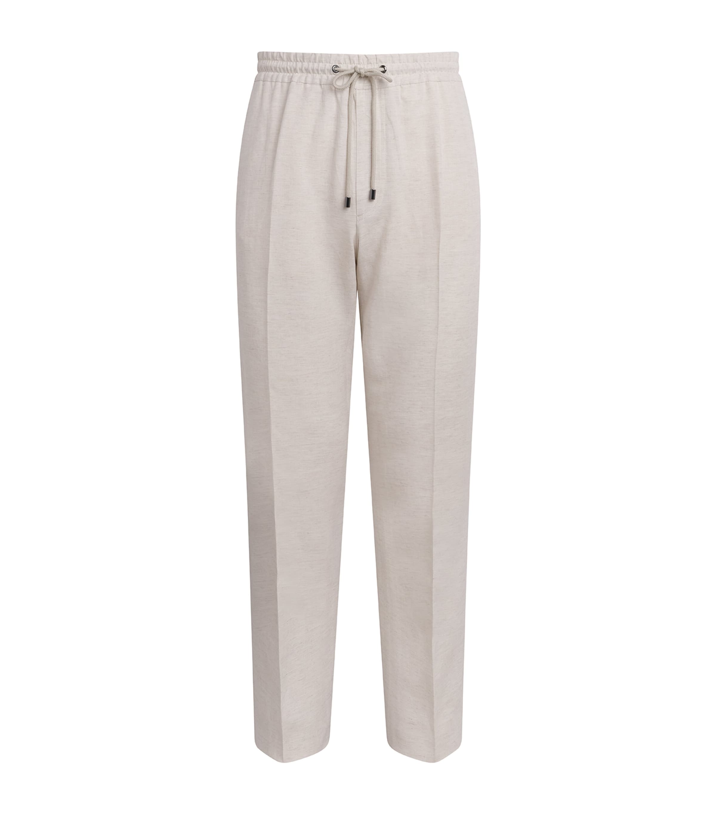 Pal Zileri Mens Lyocell-Linen Drawstring Trousers Natural