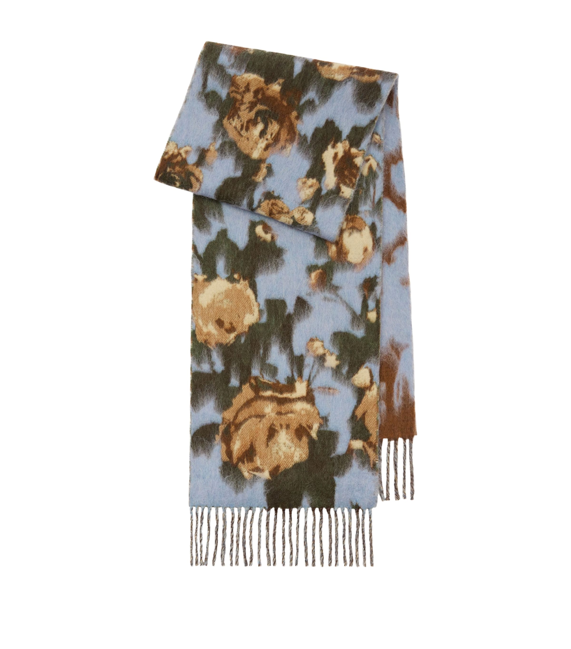 Burberry Wool-Blend Rose Scarf Dive Blue
