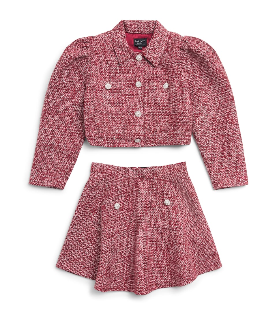 Bardot Junior Bouclé Jacket and Skirt Set (4-14 Years) Red