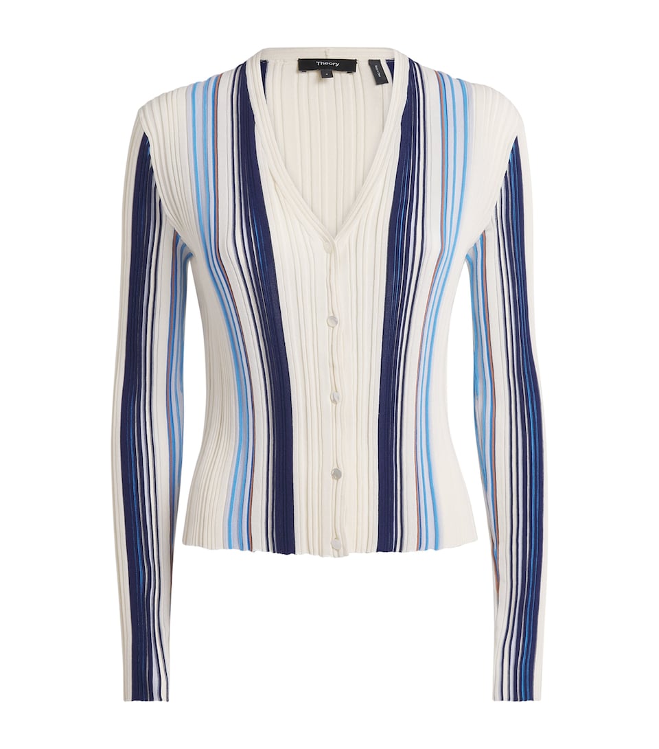 Theory Womens Ribbed Stripe Cardigan Chk Ivory Multi