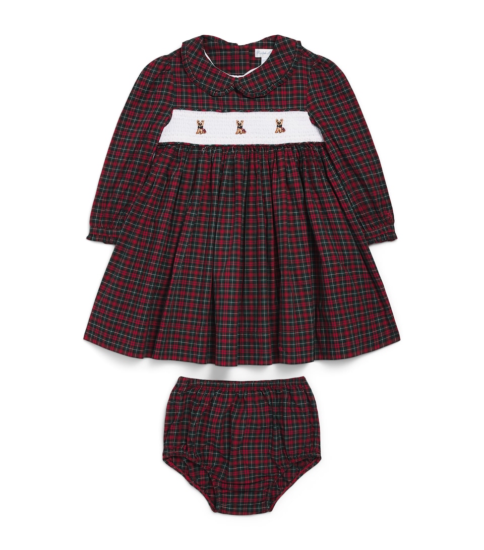 Ralph Lauren Kids Tartan Smocked Dress and Bloomers Set (3-24 Months) Grn Red M Tar