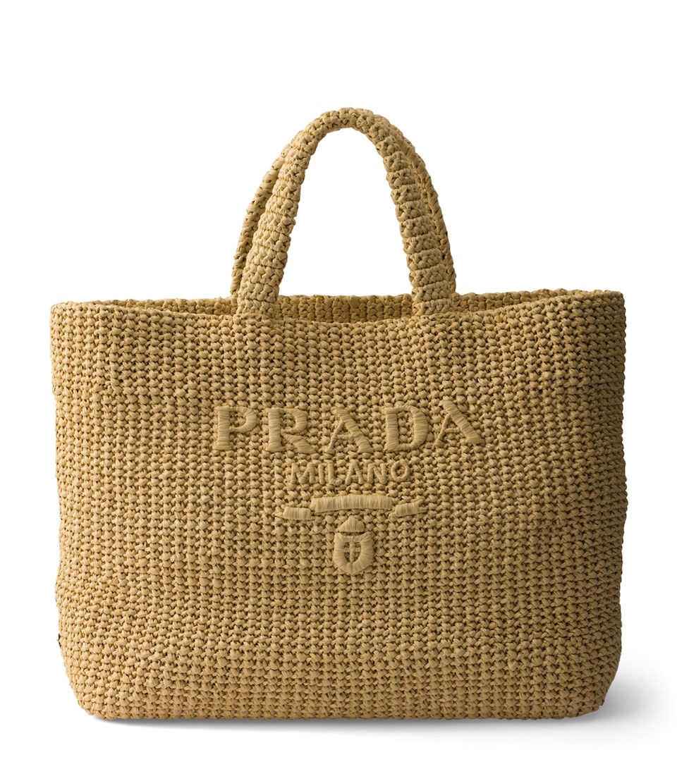 Prada Large Crochet Tote Bag Neutral