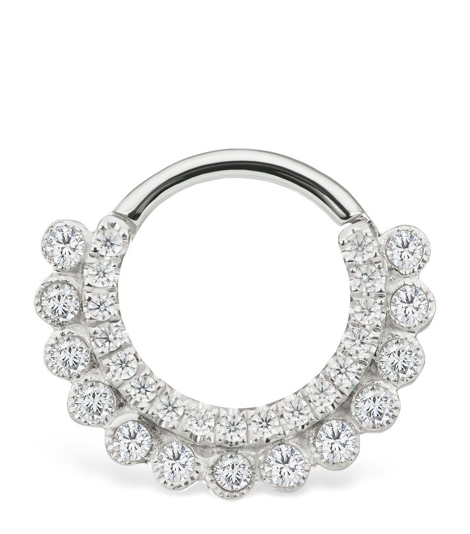 White Gold and Diamond Apsara Hoop Earring (8mm)