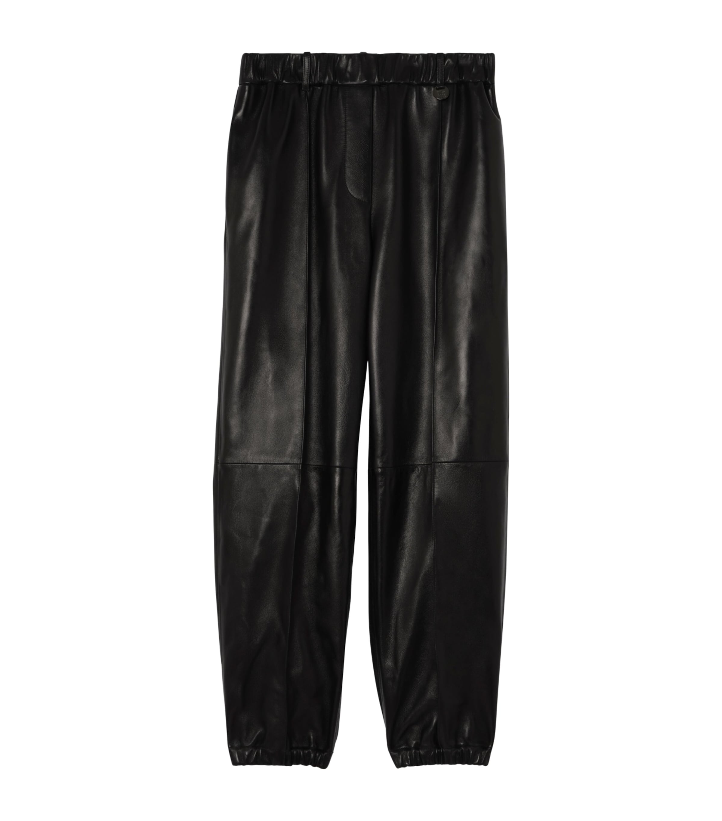 Burberry Womens Leather Tapered Trousers Black