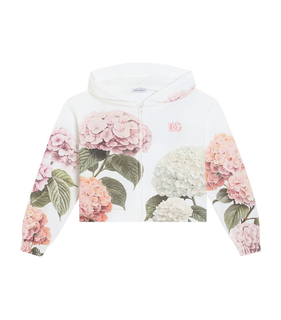 Dolce&Gabbana Kids Floral Zip-Up Hoodie (8-12+ Years) White